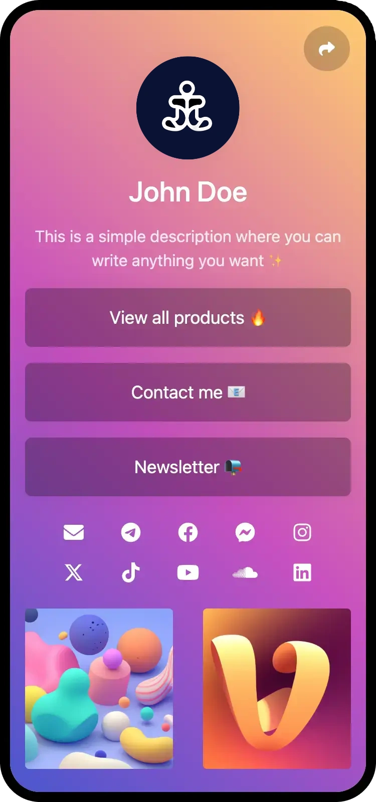 Screenshot of Journalshow Link page examples